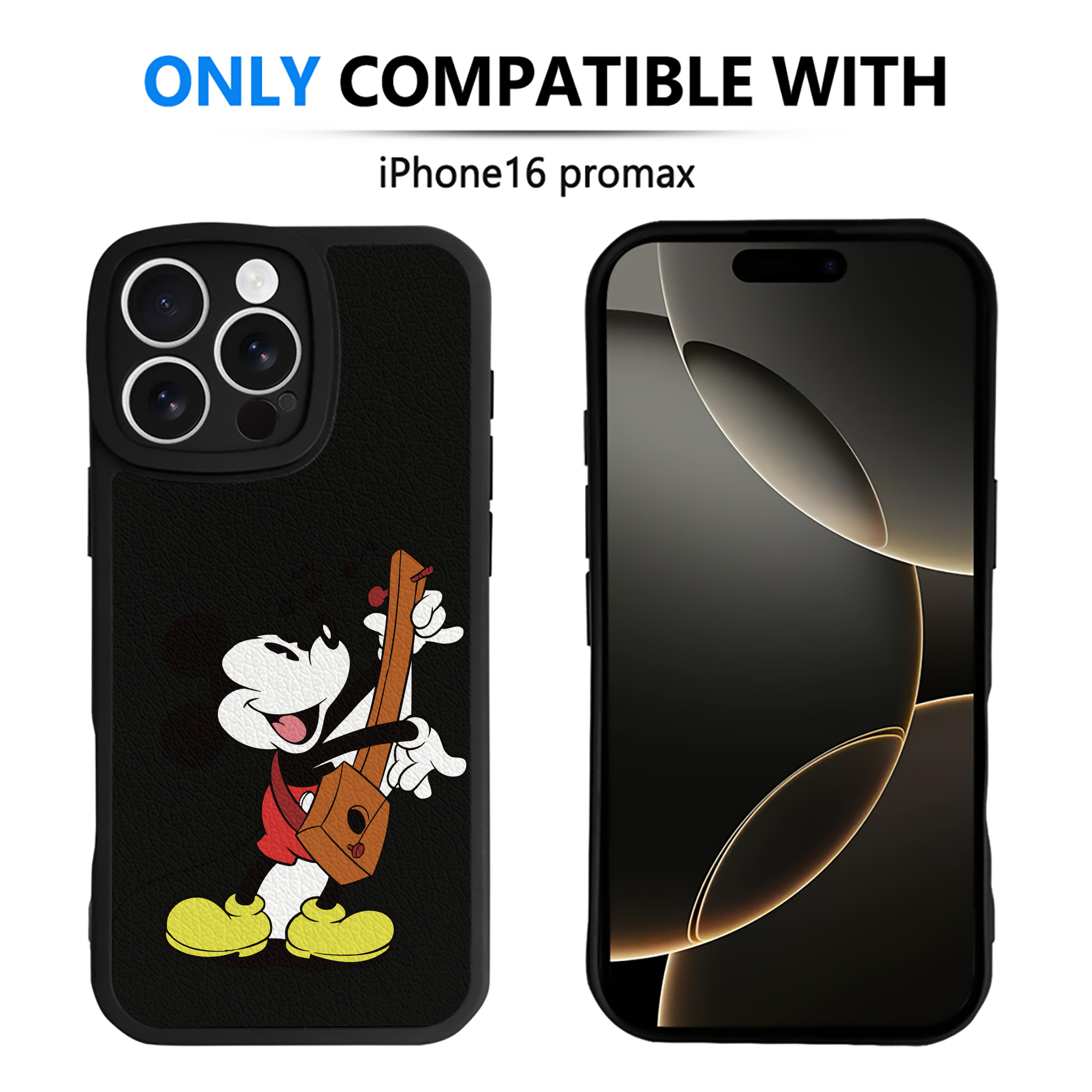 （画像用） ミッキーマウス Mickey Mouse 【iPhone 16シリーズ対応】シリコンスマホケース（レザー調） 材質：シリコン